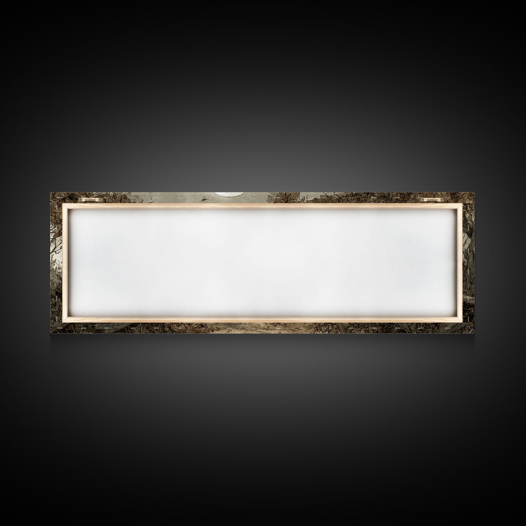 The Black Rose Cemetery Gate - Environmental Panorama, Macabre Halloween Art, Extra Wide Wall Art, Framed Canvas Print, Halloween Home Decor