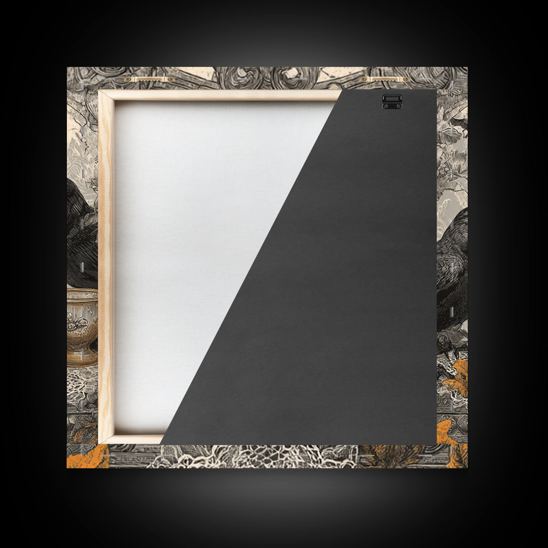 The Haunted Teacup Seance - Icon Portrait, Halloween Wall Art, Square Wall Art, Framed Canvas Print, Halloween Home Decor, Gothic Wall Art