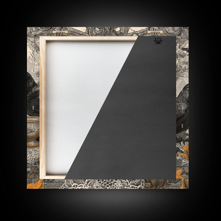 The Haunted Teacup Seance - Icon Portrait, Halloween Wall Art, Square Wall Art, Framed Canvas Print, Halloween Home Decor, Gothic Wall Art