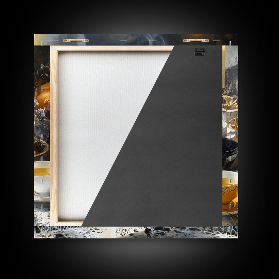The Haunted Teacup Seance - Occult Still Life, Gothic Home Decor, Square Wall Art, Canvas Print, Halloween Home Decor, Gothic Wall Art