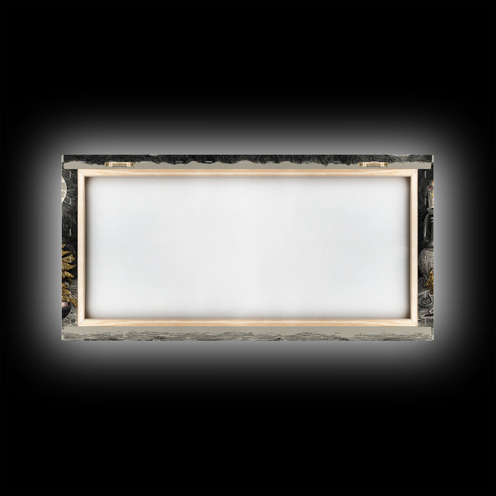 The Witch Astronomical Cabinet - Occult Still Life, Macabre Halloween Art, Wide Panoramic Art, Framed Canvas Print, Halloween Home Decor