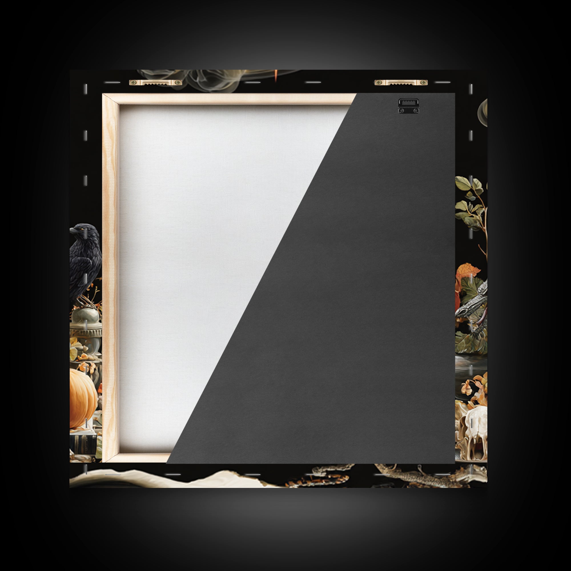 The Candle Smoke Dragon - Occult Still Life, Spooky Wall Decor, Square Wall Art, Framed Canvas Print, Halloween Home Decor, Gothic Wall Art