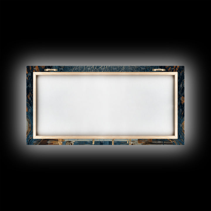 The Catacomb Library - Icon Portrait, Spooky Wall Decor, Wide Panoramic Art, Framed Canvas Print, Halloween Home Decor, Gothic Wall Art
