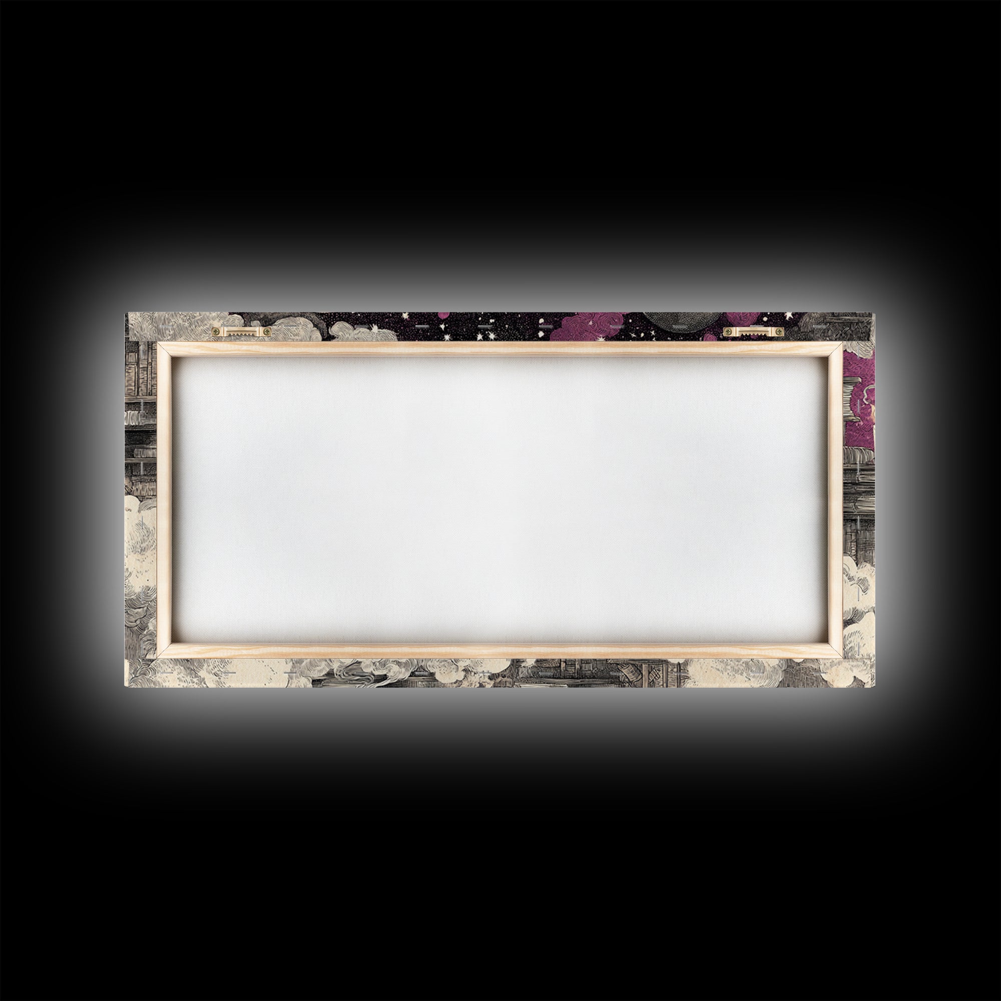 The Catacomb Library - Surreal Celestial Vision, Halloween Wall Art, Wide Panoramic Art, Framed Canvas Print, Halloween Home Decor