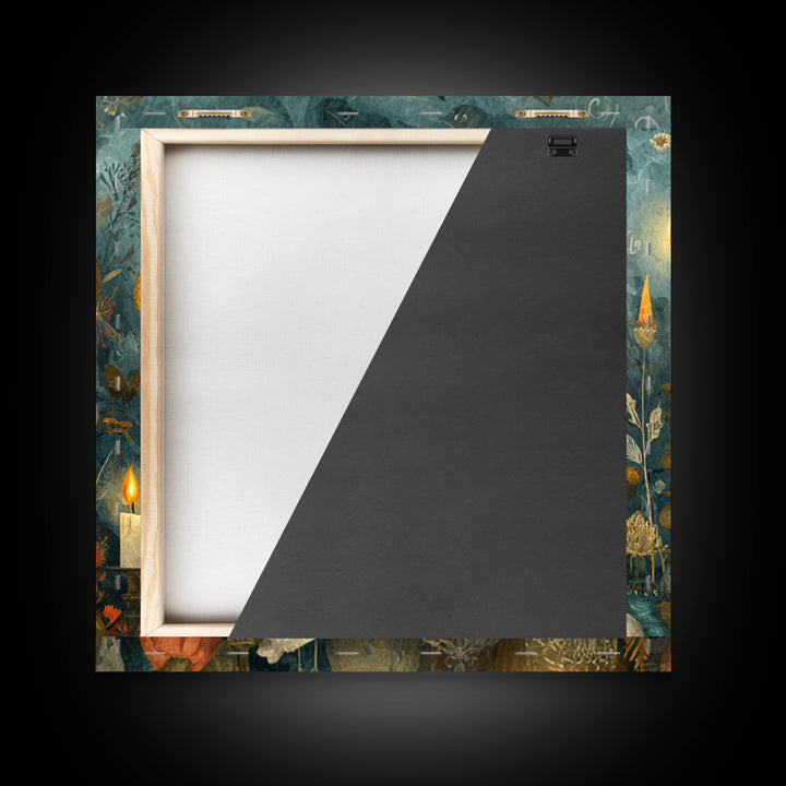 The Black Cat Constellation - Occult Still Life, Occult Wall Decor, Square Wall Art, Canvas Print, Halloween Home Decor, Gothic Wall Art