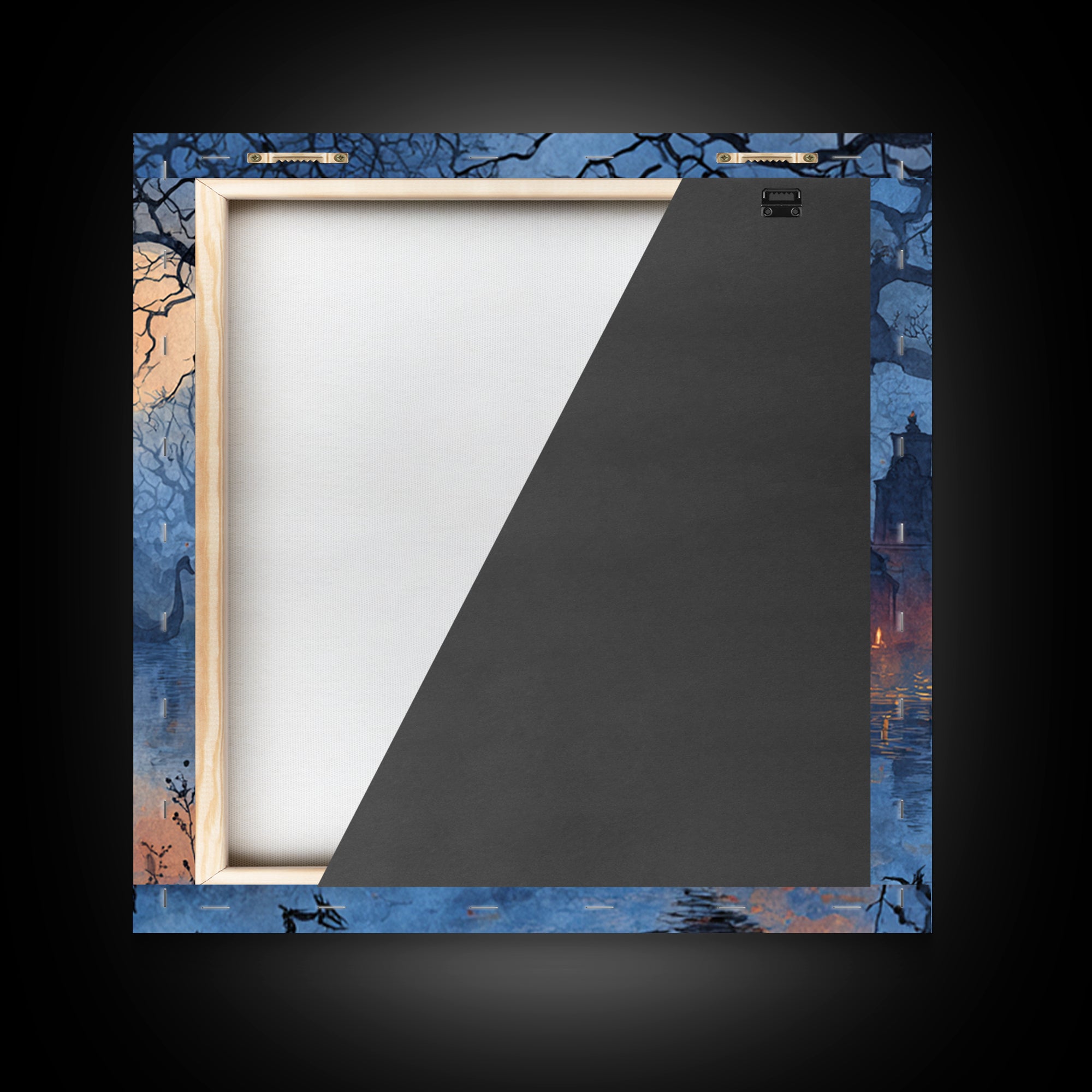 The Cemetery Swan Lake - Icon Portrait, Halloween Wall Art, Square Wall Art, Framed Canvas Print, Halloween Home Decor, Gothic Wall Art