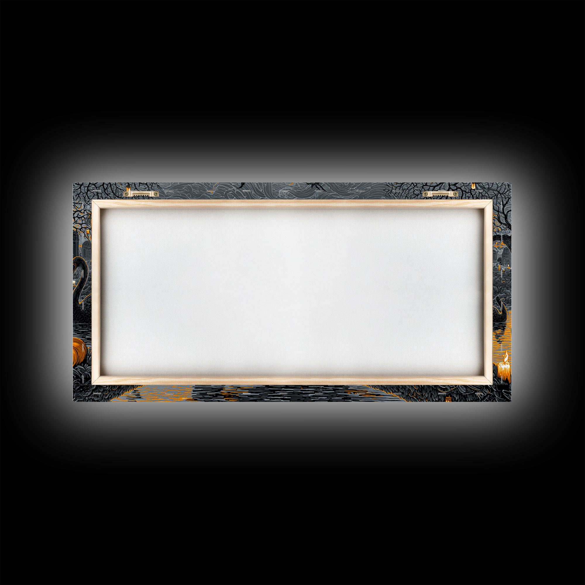 The Cemetery Swan Lake - Icon Portrait, Halloween Wall Art, Wide Panoramic Art, Framed Canvas Print, Halloween Home Decor, Gothic Wall Art
