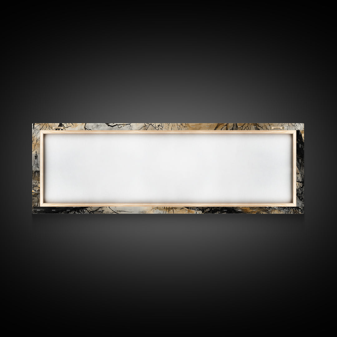 The Cemetery Swan Lake - Environmental Panorama, Halloween Wall Art, Extra Wide Wall Art, Framed Canvas Print, Halloween Home Decor