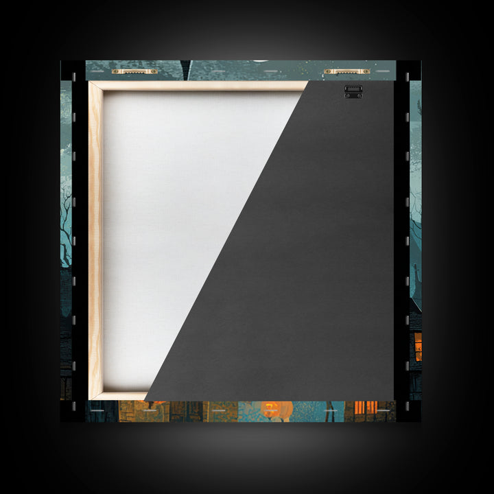 The October Clock Tower - Icon Portrait, Spooky Wall Decor, Square Wall Art, Framed Canvas Print, Halloween Home Decor, Gothic Wall Art