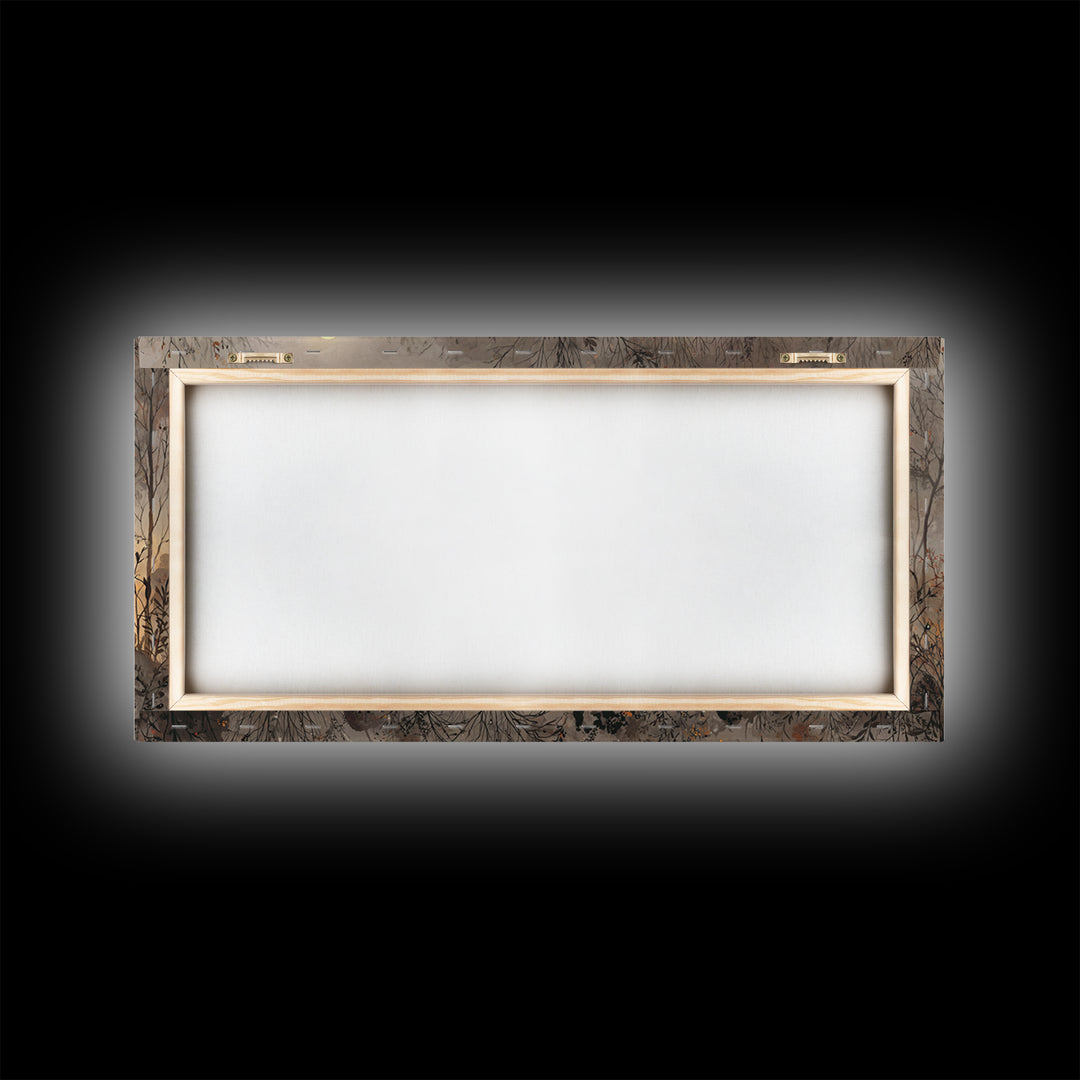 The Golden Funeral Procession - Icon Portrait, Macabre Halloween Art, Wide Panoramic Art, Framed Canvas Print, Halloween Home Decor