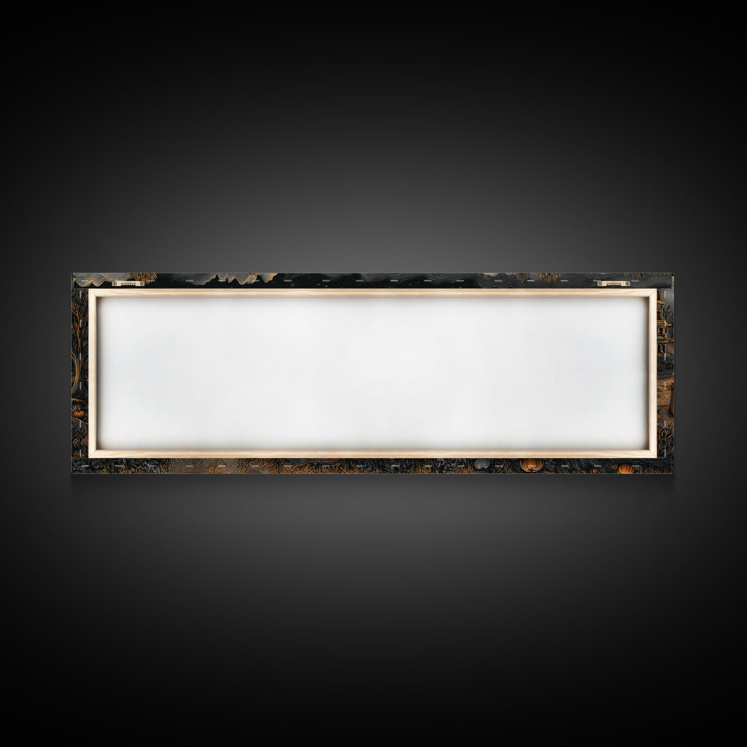 The Golden Funeral Procession - Environmental Panorama, Gothic Home Decor, Extra Wide Wall Art, Canvas Print, Halloween Home Decor