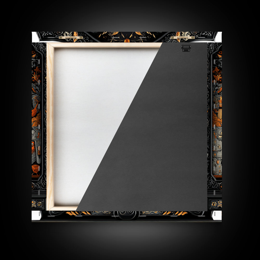 The Monster In The Mirror Cabinet - Icon Portrait, Gothic Home Decor, Square Wall Art, Canvas Print, Halloween Home Decor, Gothic Wall Art