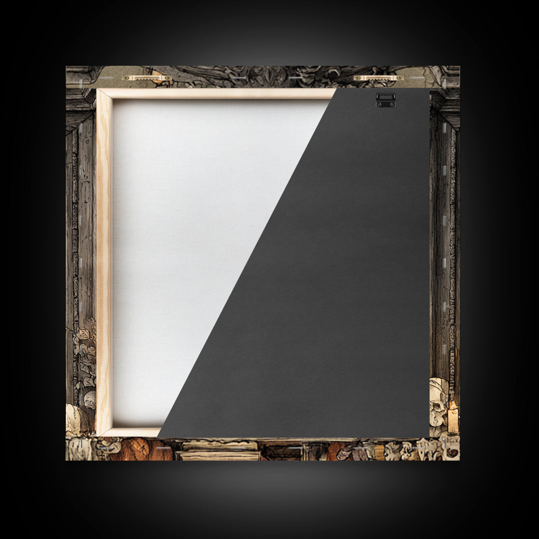 The Monster In The Mirror Cabinet - Occult Still Life, Dark Fantasy Wall Art, Square Wall Art, Canvas Print, Halloween Home Decor