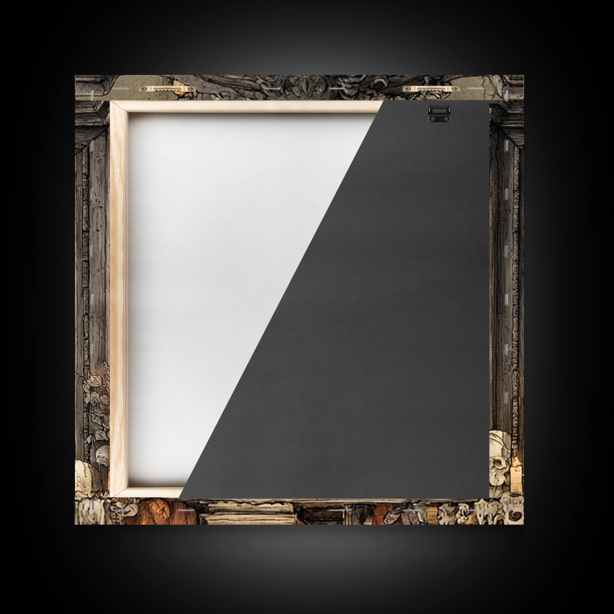 The Monster In The Mirror Cabinet - Occult Still Life, Dark Fantasy Wall Art, Square Wall Art, Canvas Print, Halloween Home Decor