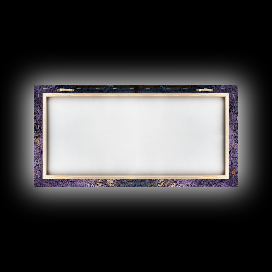 The Monster In The Mirror Cabinet - Procession Scene, Occult Wall Decor, Wide Panoramic Art, Canvas Print, Halloween Home Decor