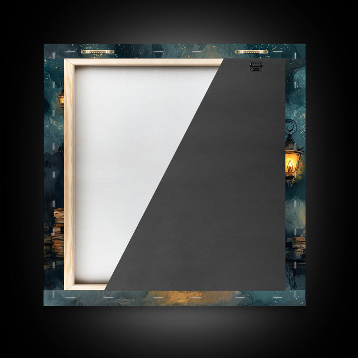 The Librarian Of Forbidden Tides, Spooky Wall Decor, Square Wall Art, Canvas Print, Halloween Home Decor, Gothic Wall Art, Horror Wall Art