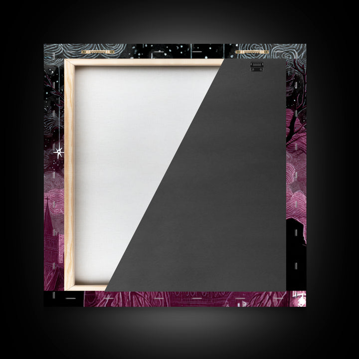 The Widow Of The Whispering Comet, Dark Fantasy Wall Art, Square Wall Art, Framed Canvas Print, Halloween Home Decor, Gothic Wall Art