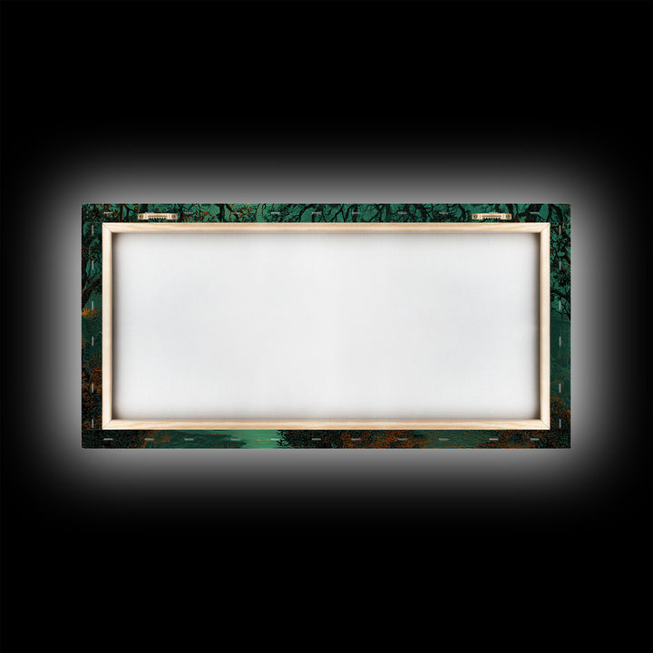 The Grave Gardener Of Yuggoth, Macabre Halloween Art, Wide Panoramic Art, Framed Canvas Print, Halloween Home Decor, Gothic Wall Art