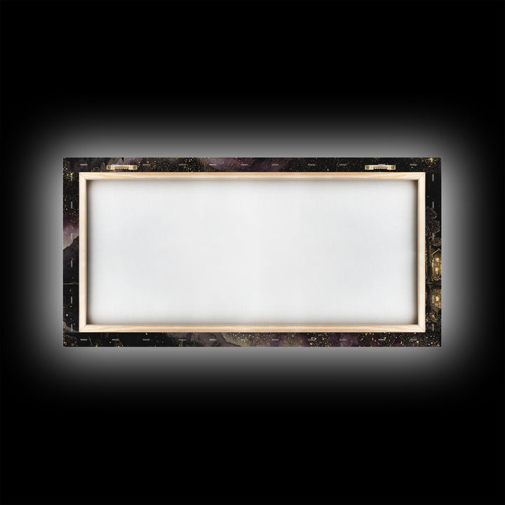 The Mirror Lake Of Lost Constellations, Macabre Halloween Art, Wide Panoramic Art, Canvas Print, Halloween Home Decor, Gothic Wall Art