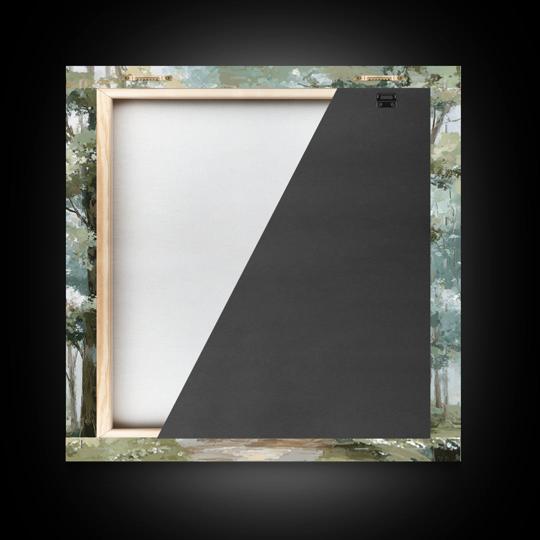Misty Forest Path Framed Canvas Print, Waiting Room Art, Living Room Wall Art, Waiting Room Decor, Calm, Soundwave Art, WRA-1x1-11