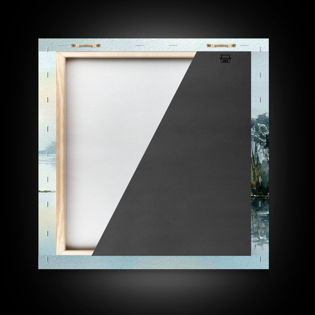 Peaceful Lake Reflection at Dawn Framed Canvas Print, Waiting Room Art, Abstract Art, Waiting Room Decor, Fine Art, Calm, WRA-1x1-28