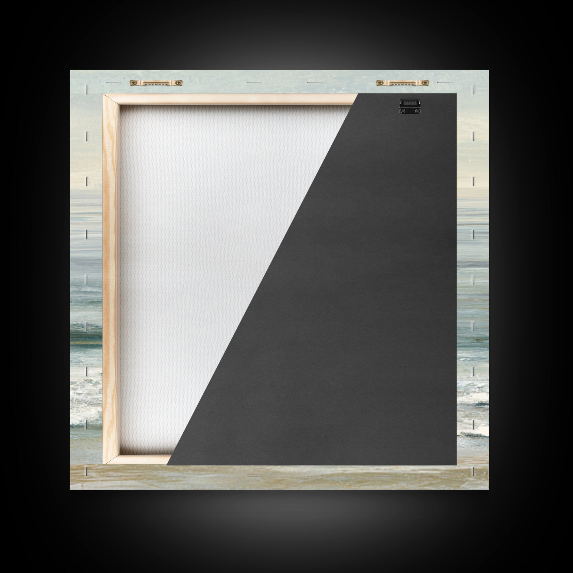 Coastal Horizon with Pale Sand and Water Framed Canvas Print, Waiting Room Art, Statement Artwork, Waiting Room Decor, Calm, WRA-1x1-57