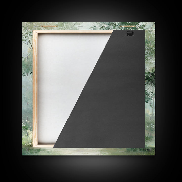 Misty Forest Path Framed Canvas Print, Waiting Room Art, Statement Artwork, Waiting Room Decor, Oil Painting, Calm, Wall Decor, WRA-1x1-83