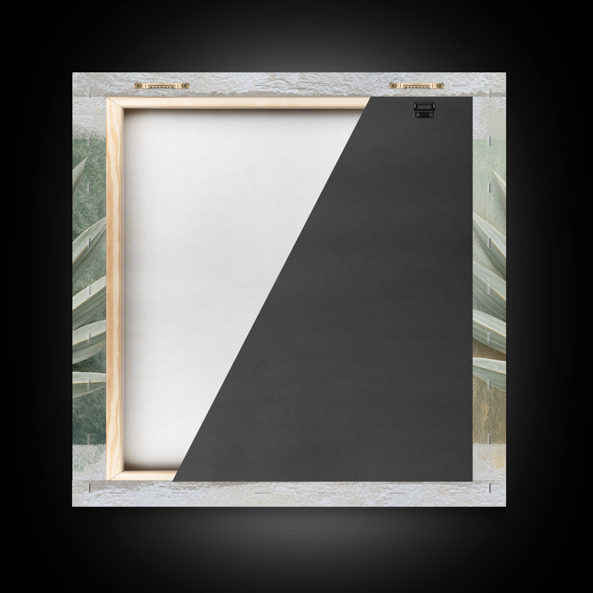 Gentle Palm Leaf Shadow on Plaster Framed Canvas Print, Yoga Studio Art, Art Print, Yoga Studio Decor, Oil Painting, Balance, YSA-1x1-48