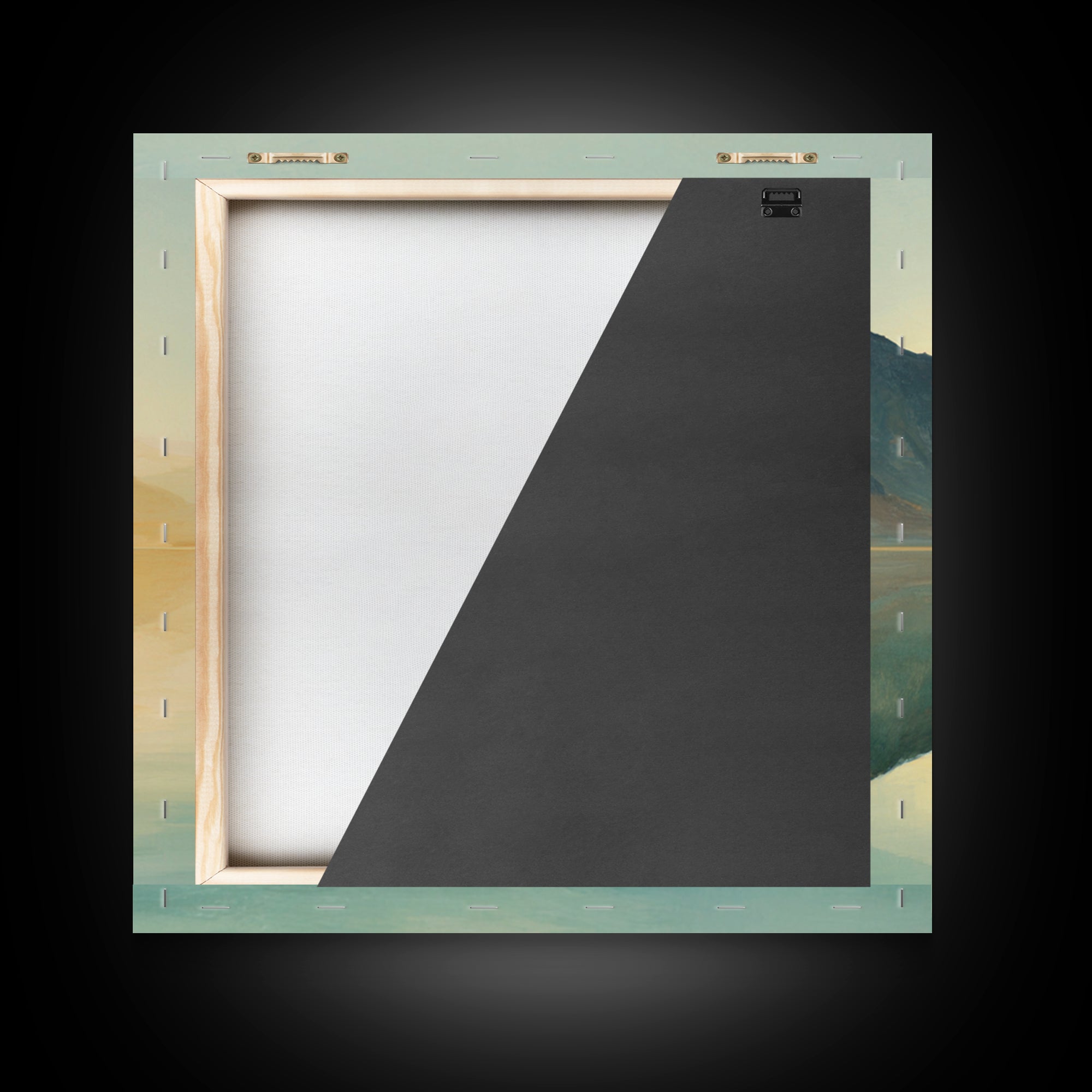 Sunrise Mountain Lake Reflection Framed Canvas Print, Yoga Studio Art, Boho Art, Yoga Studio Decor, Oil Painting, Balance, YSA-1x1-68