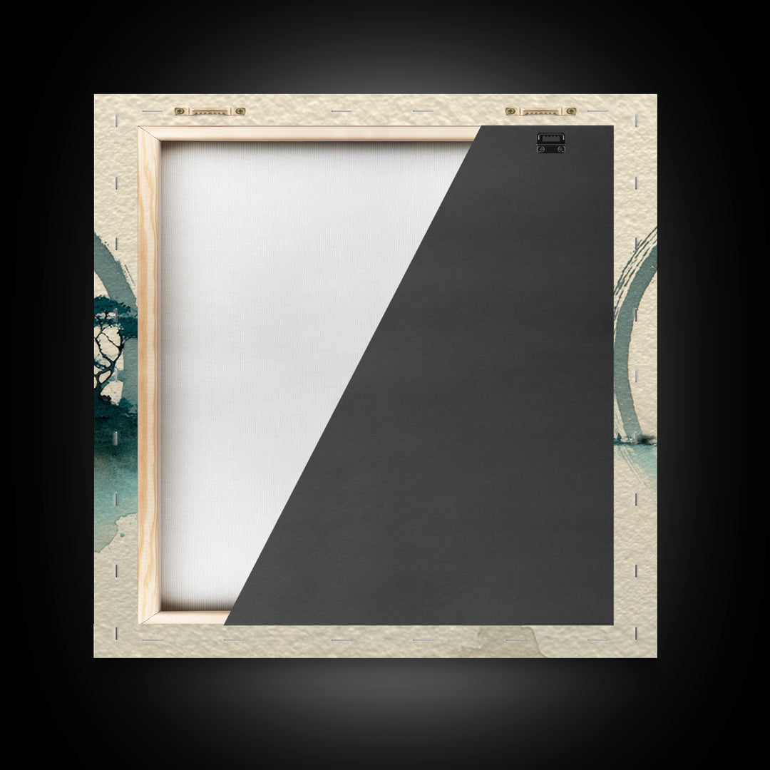 Single Black Ens Circle on Warm Paper Canvas Print, Zen Art, Art, Living Room Decor, Zen, Garden Art, Japanese Wall Art, ZEN-1x1-25