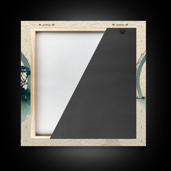 Single Black Ens Circle on Warm Paper Canvas Print, Zen Art, Art, Living Room Decor, Zen, Garden Art, Japanese Wall Art, ZEN-1x1-25