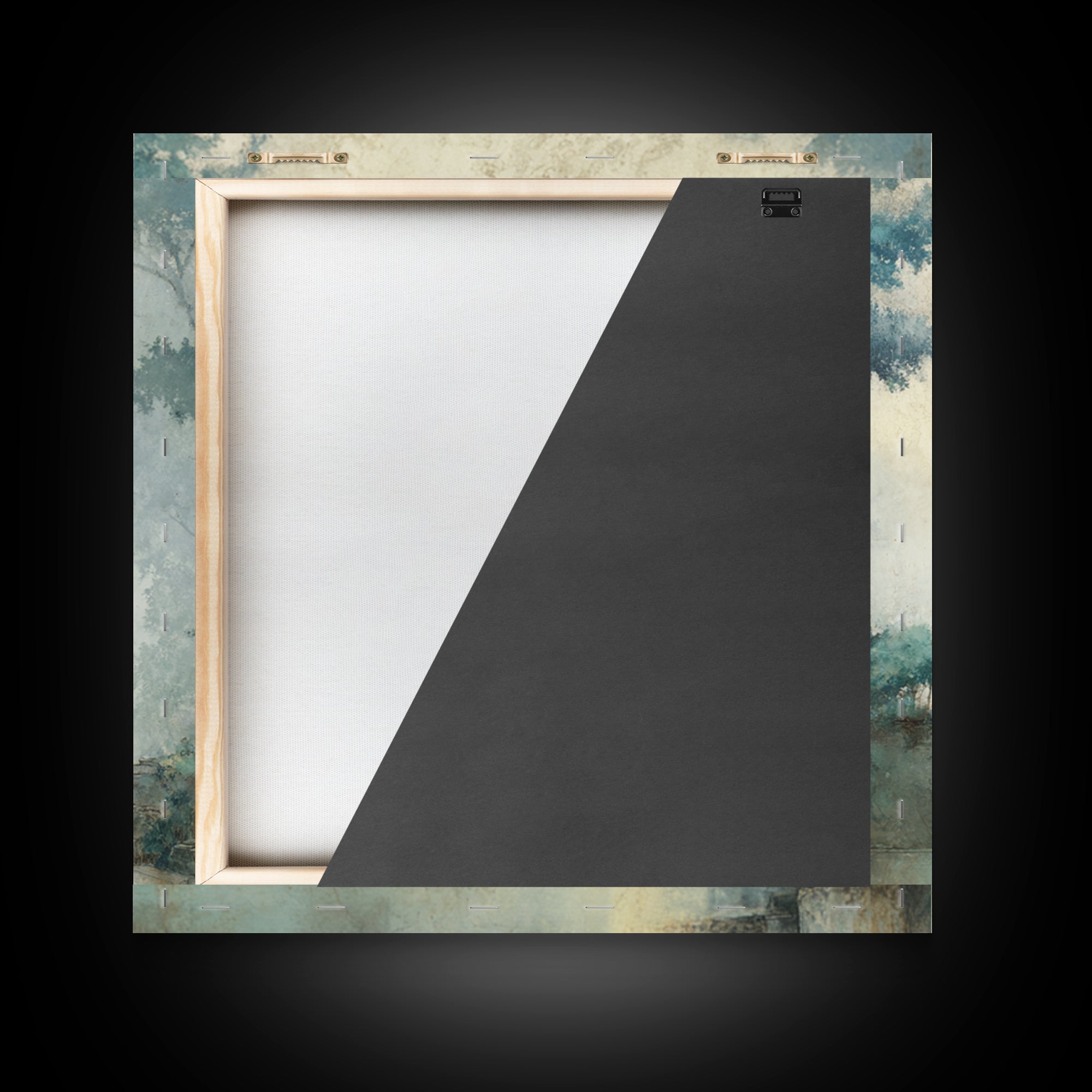 Japanese Garden Bridge Implied Through Shapes Framed Canvas Print, Zen Art, Statement Artwork, Living Room Decor, Fine Art, Zen, ZEN-1x1-62