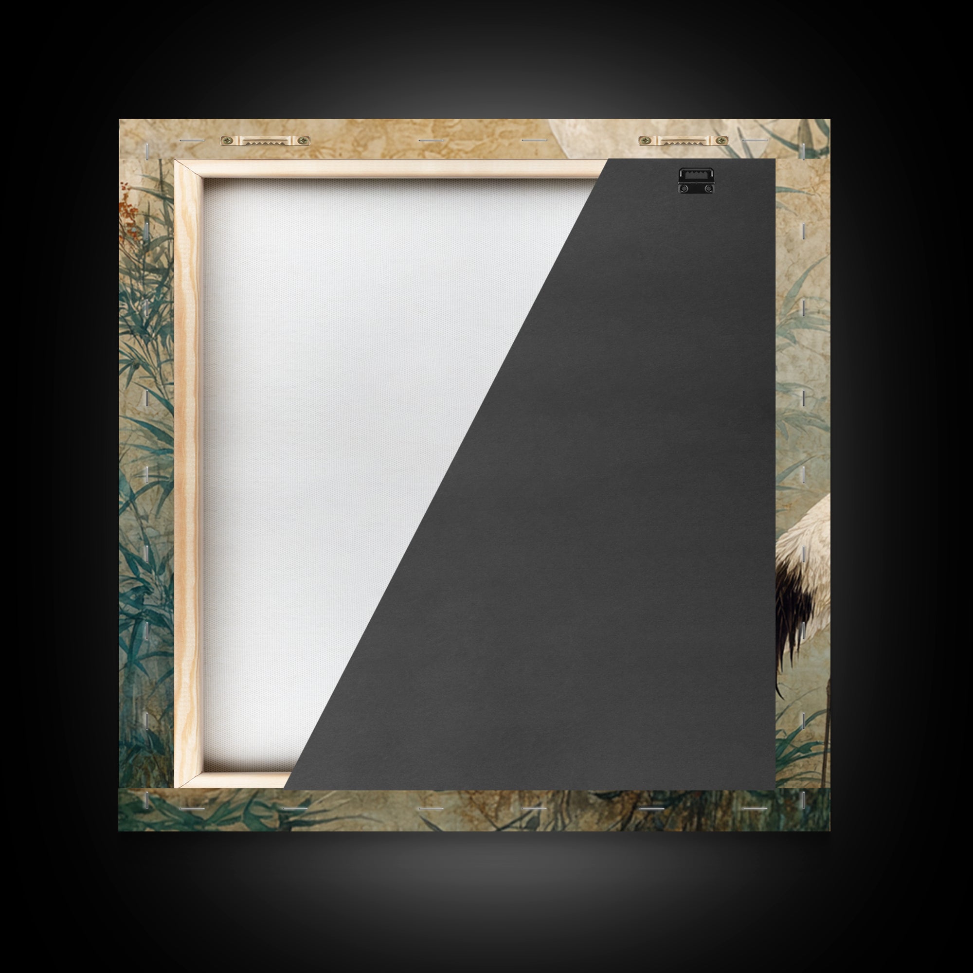 White Crane Standing Framed Canvas Print, Zen Art, Luxury Decor, Living Room Decor, Oil Painting, Zen, Large Wall Art, ZEN-1x1-79