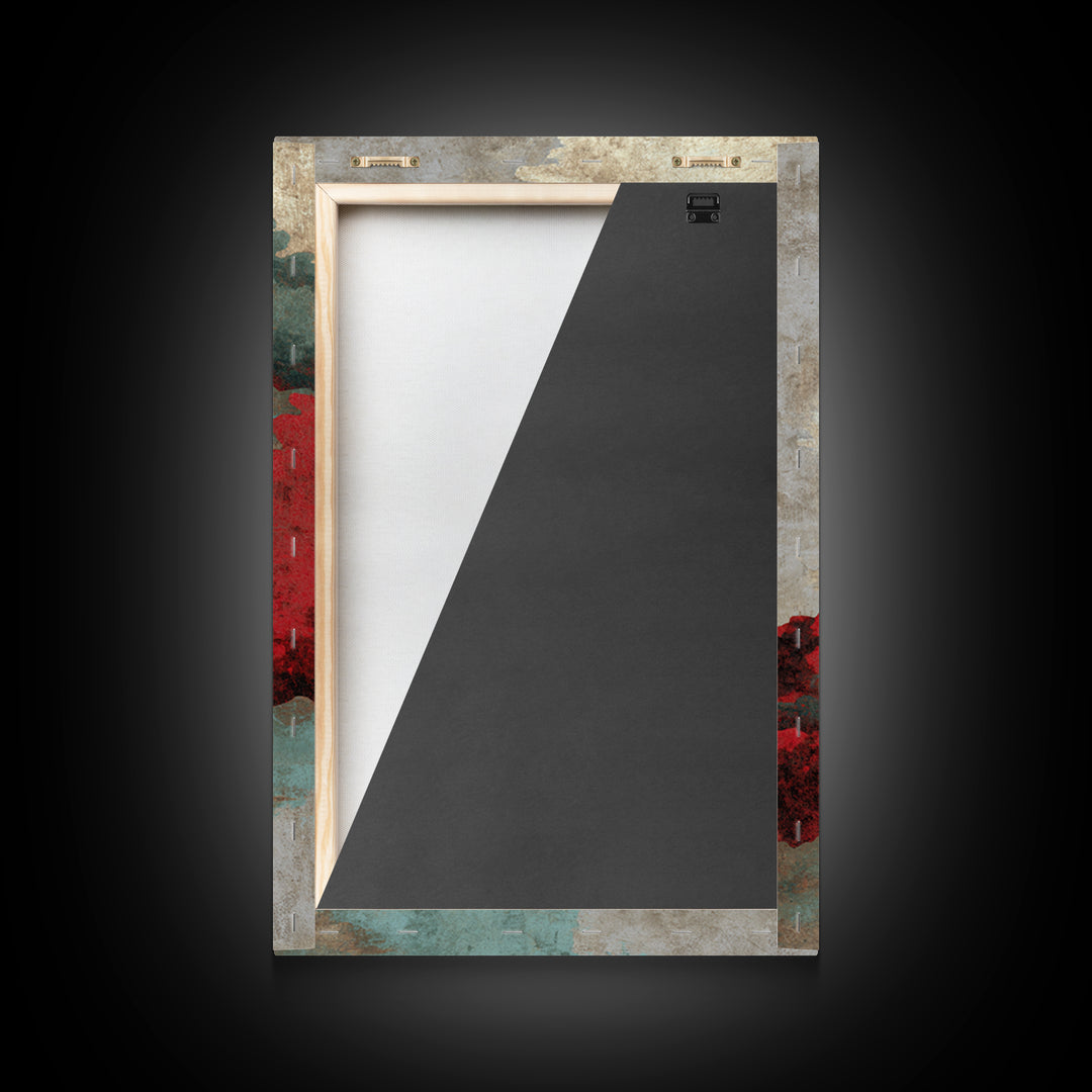 Japanese Garden Bridge Implied Through Shapes Framed Canvas Print, Zen Art, Japandi Wall Art, Living Room Decor, Watercolor Art, ZEN-2x3-94