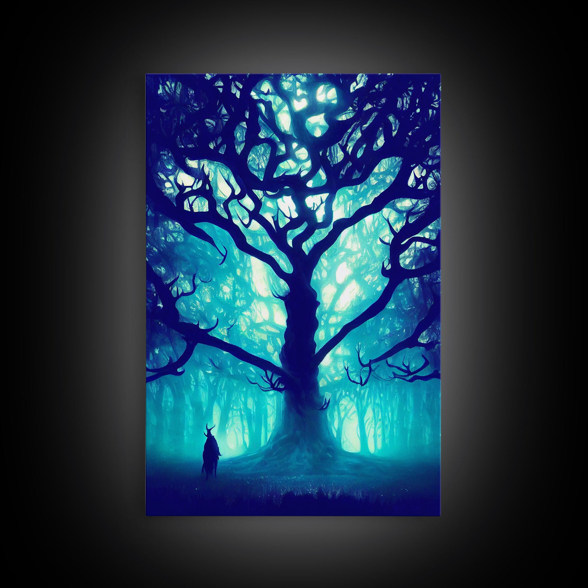 Yggdrasil, Nordic Mythology, Tree of Life, Framed Canvas Print, Ready To Hang Framed Wall Art, Living Room Wall Hanging