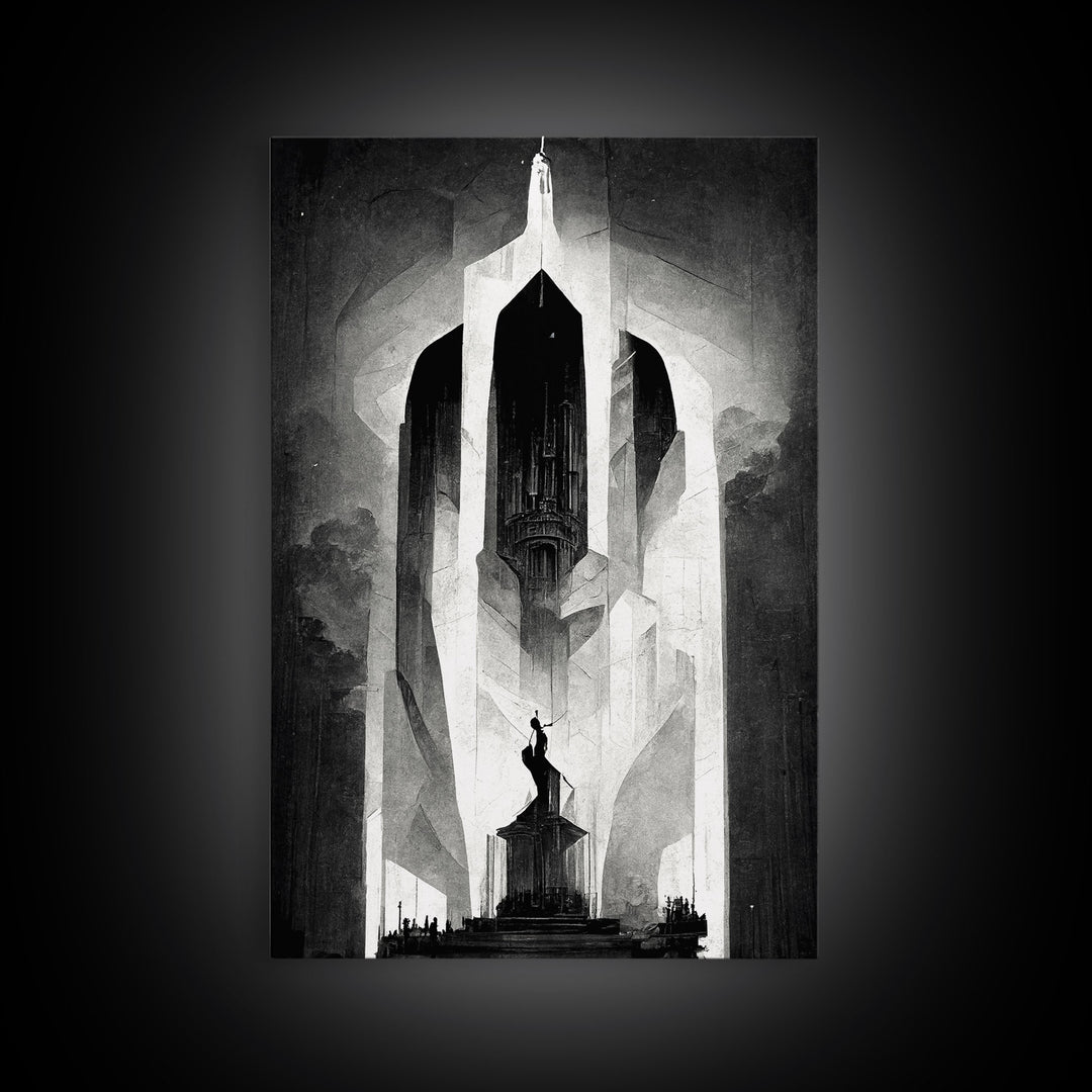 Vintage Style Art Deco Statue Study, Framed Canvas Print, Retro Style Wall Art, 1920s - 1930s style Art