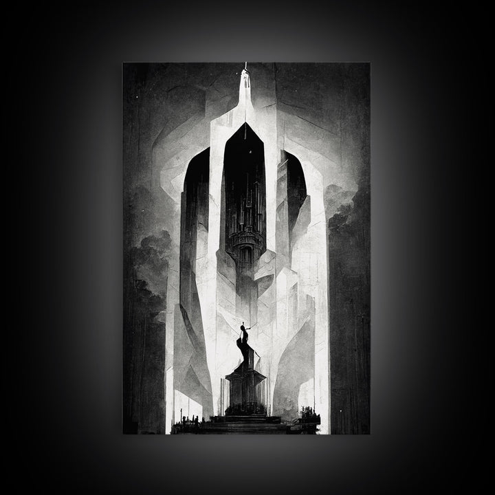 Vintage Style Art Deco Statue Study, Framed Canvas Print, Retro Style Wall Art, 1920s - 1930s style Art