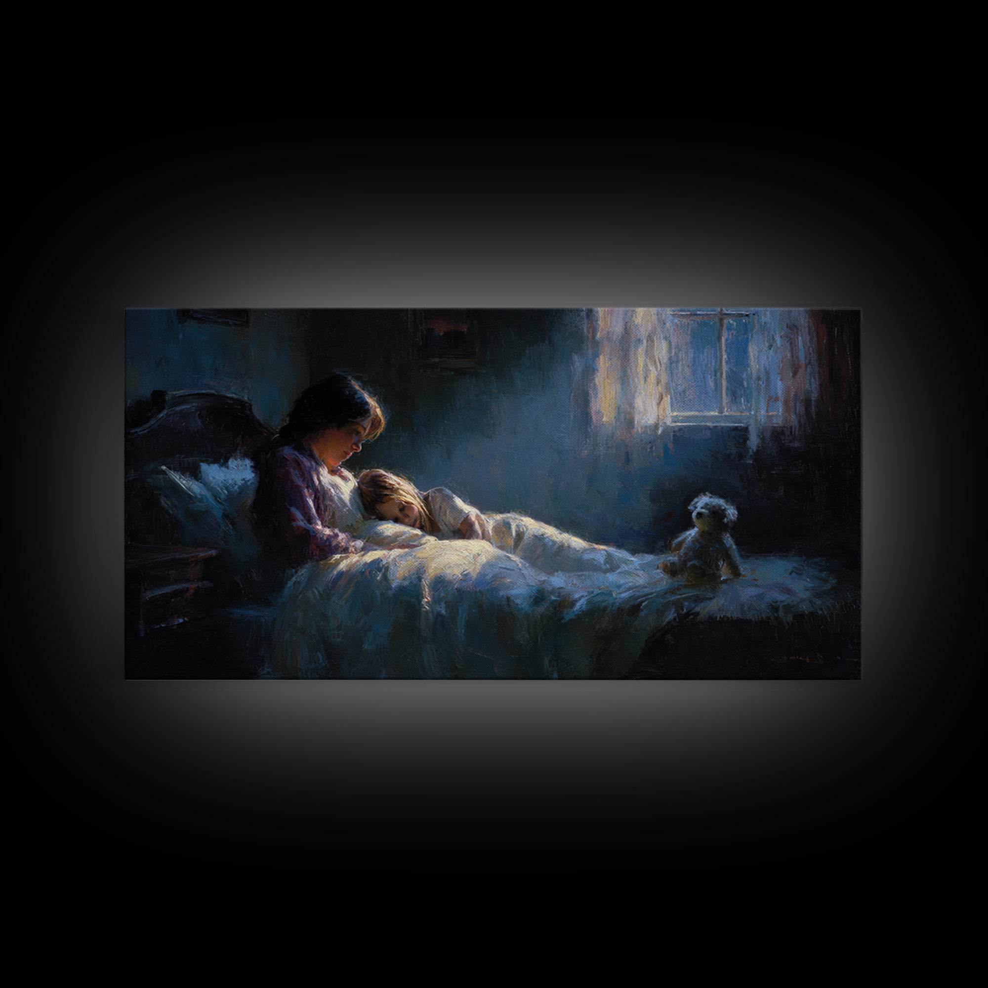 Mother Reading Bedtime Story To Child Wall Art, Cozy Kids Room Decor, Nursery Art Print, Sweet Dreams Bedroom Decor, Gift For Her