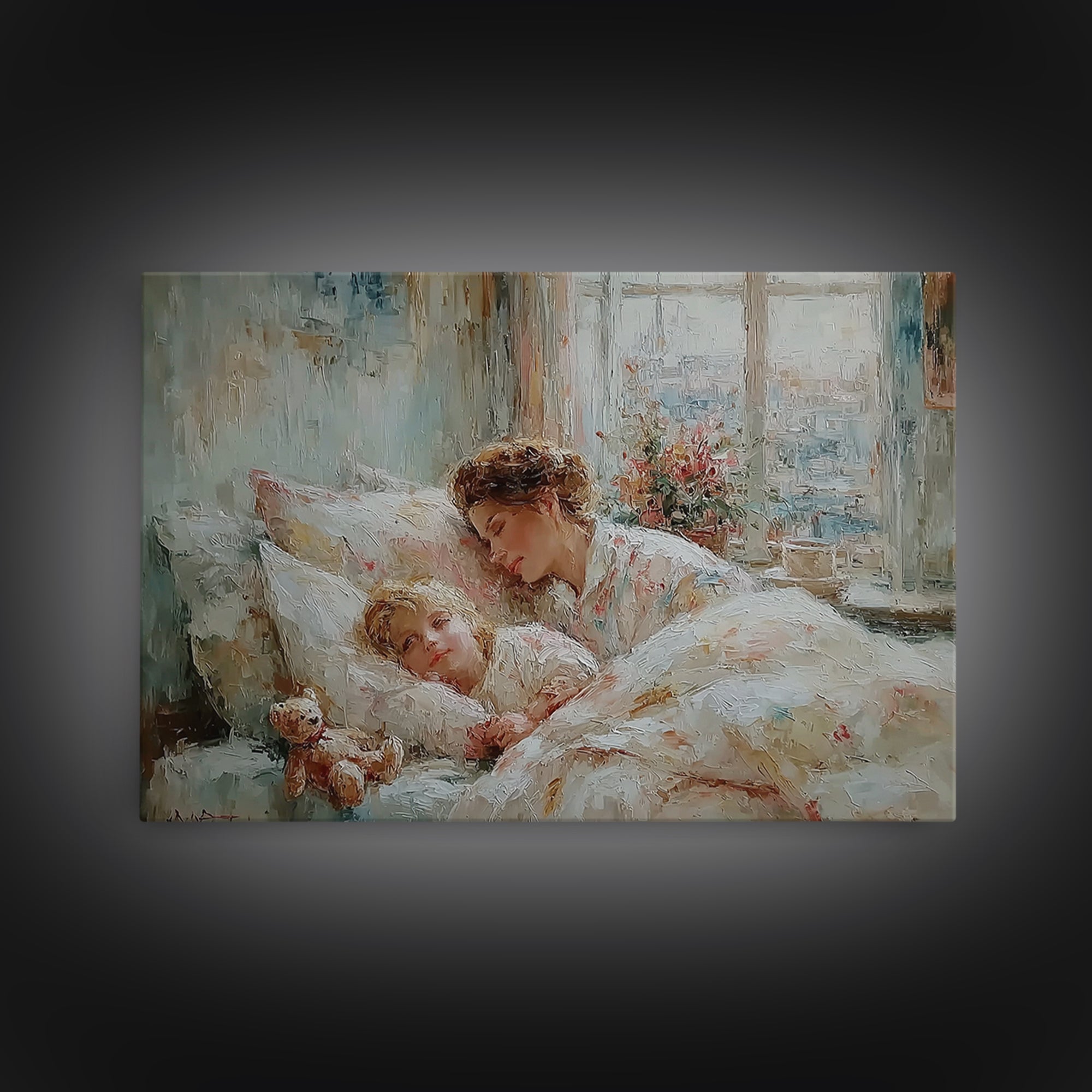 Cozy Mother And Child Bedtime Wall Art, Sweet Dreams Print, Guest Bedroom Decor, Nursery Wall Art, Gift For Mom, Housewarming Gift