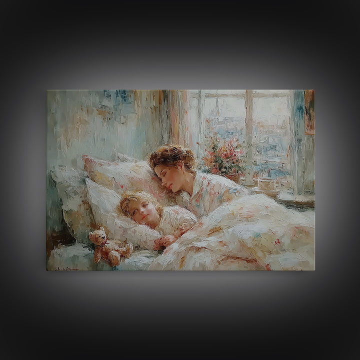 Cozy Mother And Child Bedtime Wall Art, Sweet Dreams Print, Guest Bedroom Decor, Nursery Wall Art, Gift For Mom, Housewarming Gift