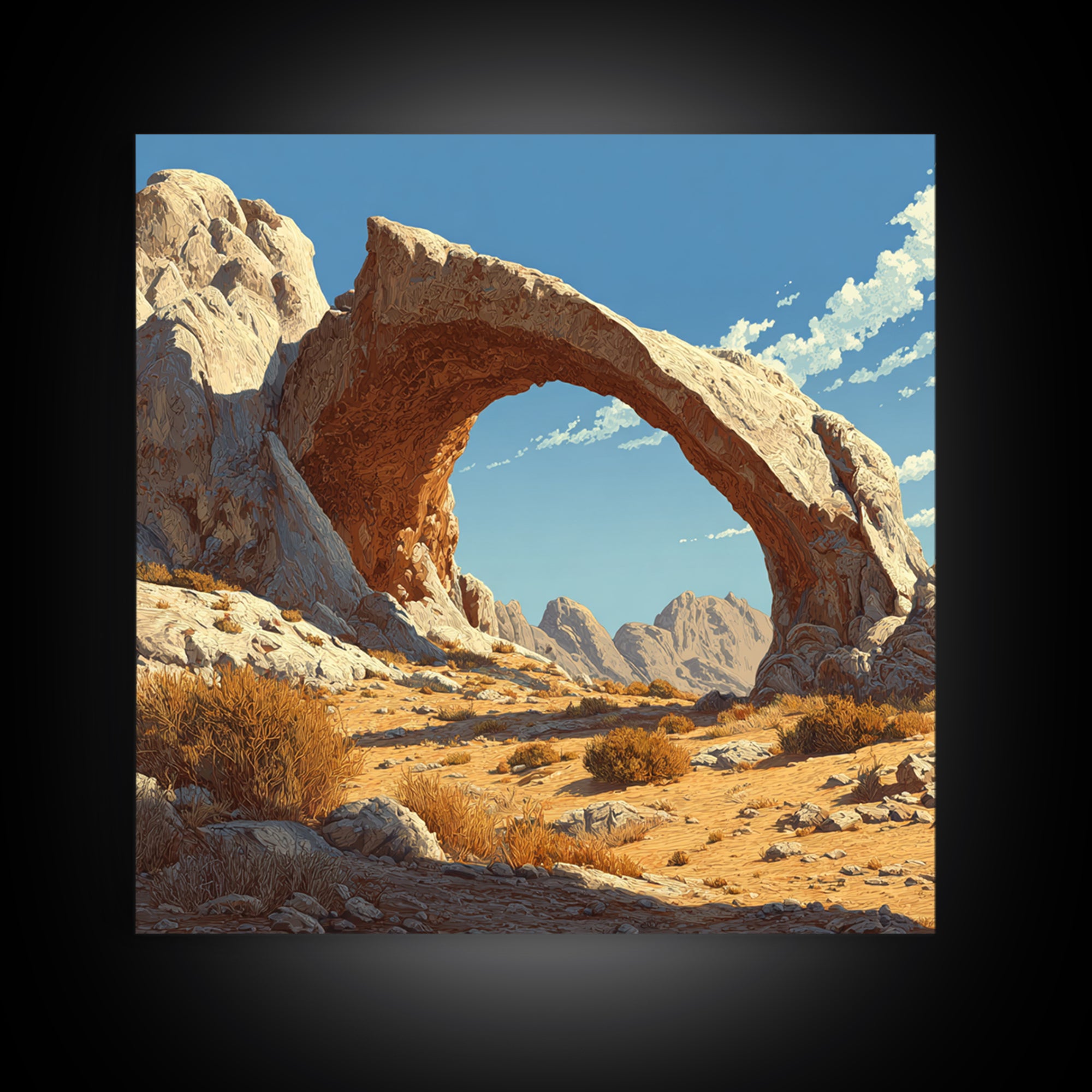 Sandstone Desert Arch Landscape Wall Art, Western Rock Formation Print, Modern Southwest Desert Decor Canvas Print