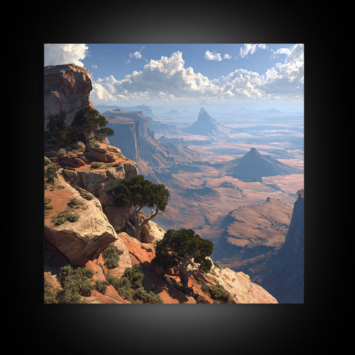 Sweeping Desert Canyon Vista Wall Art, Majestic Western Landscape Canvas Print For Living Room And Cabin Decor