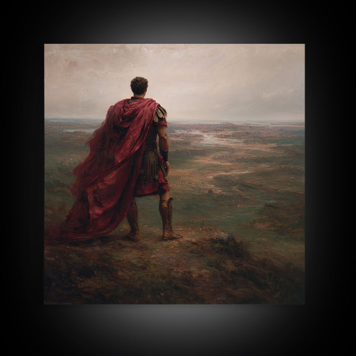 Roman Commander Overlooking Ancient Valley Wall Art, Mythological Art, Historical Art Print, Luxury Living Room Decor, Gift