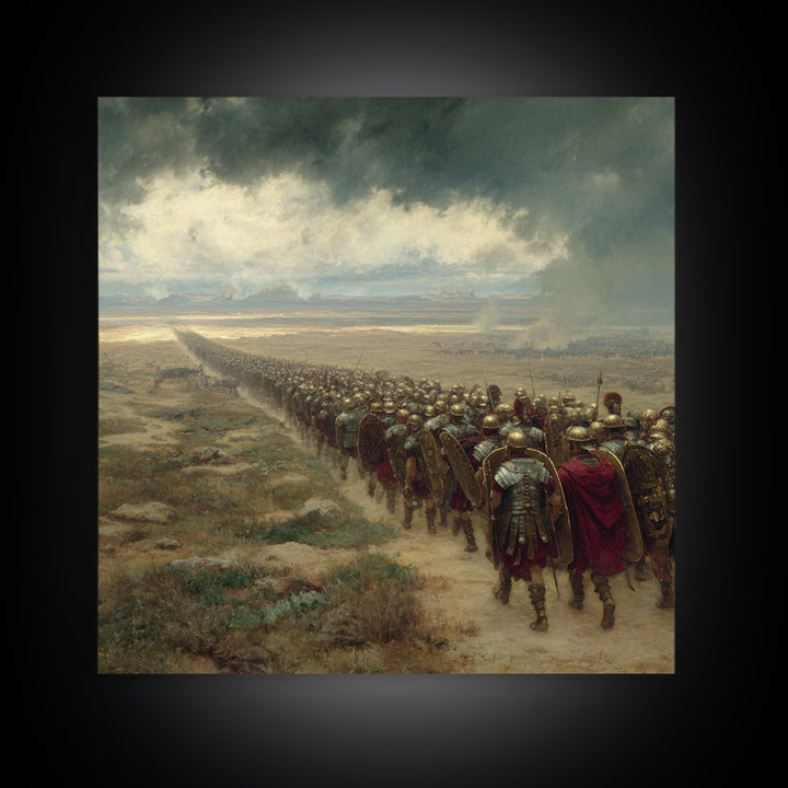 Roman Legion Marching Across Desert Wall Art, Ancient Military Painting Print, Historical Landscape Art, Living Room Office Decor