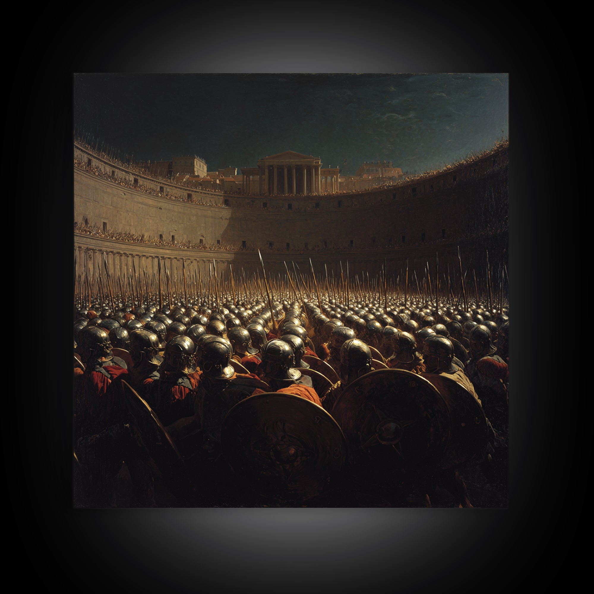 Ancient Army In Colosseum Wall Art, Roman Legion Oil Painting, Historical Battle Scene, Dark Academia Decor, Gift For Him