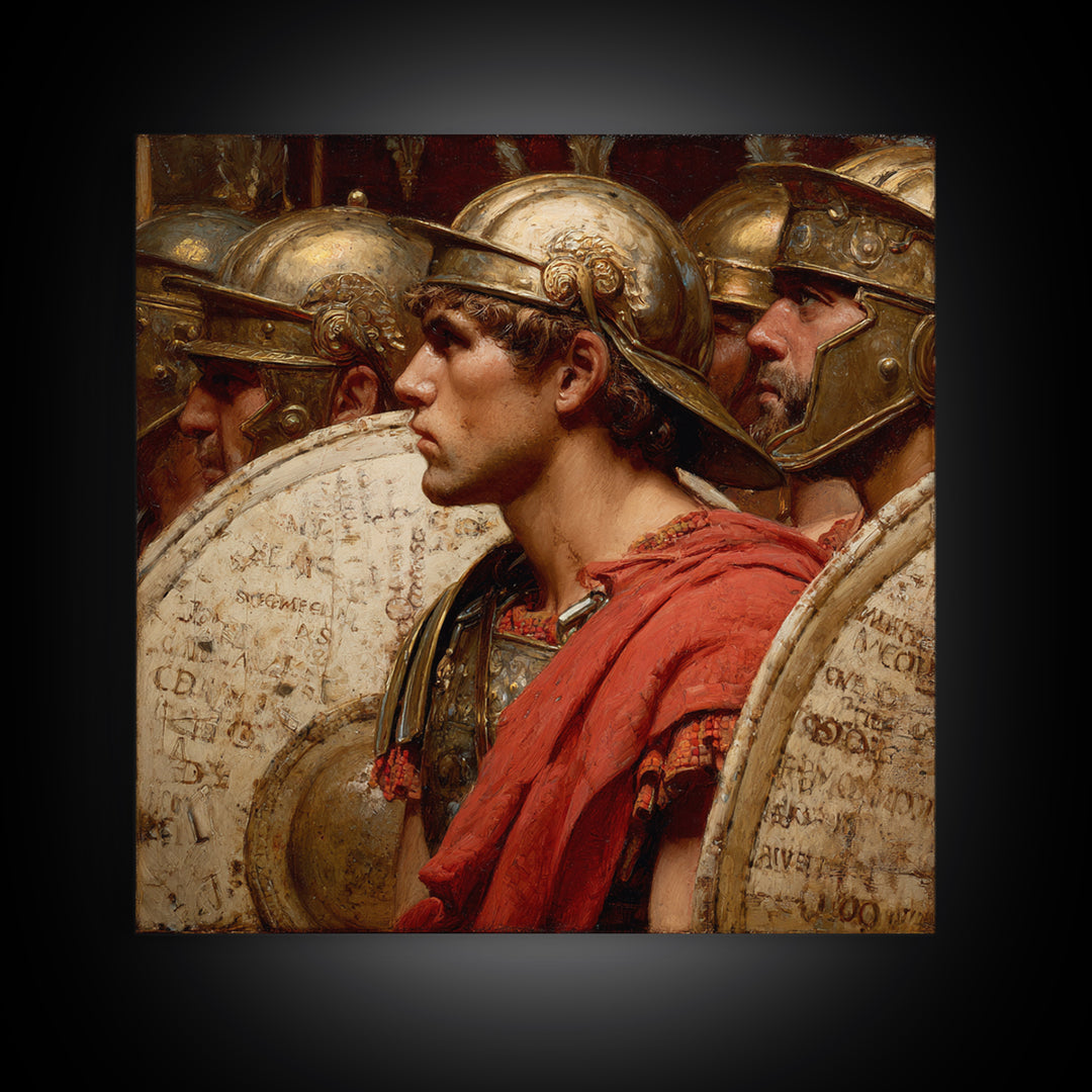 Roman Legion Soldiers With Shields Framed Canvas Print, Classical Warrior Portrait, Ancient Rome Wall Art, History Gift For Him
