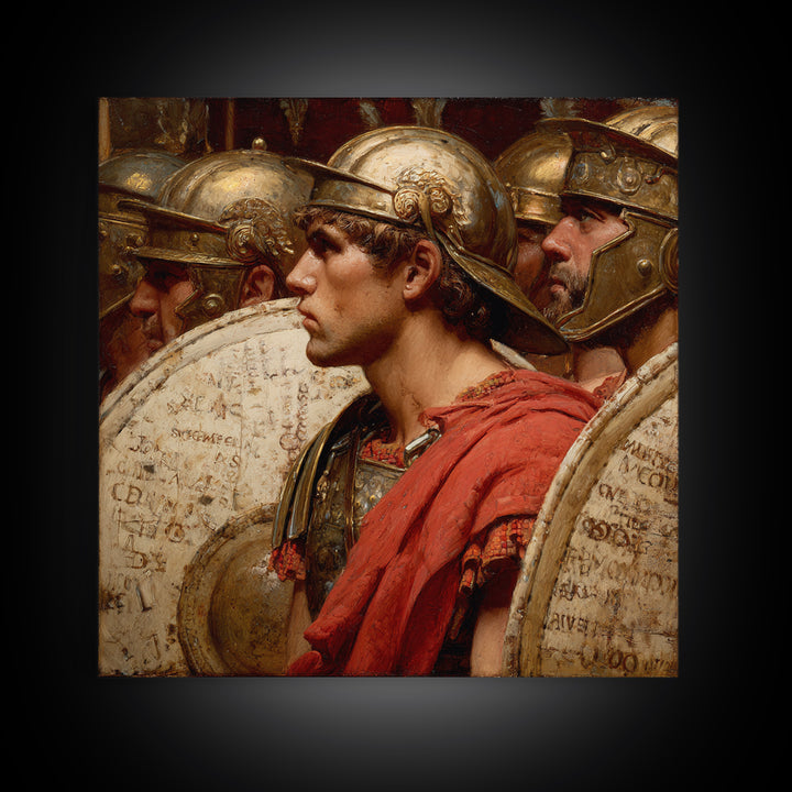 Roman Legion Soldiers With Shields Framed Canvas Print, Classical Warrior Portrait, Ancient Rome Wall Art, History Gift For Him