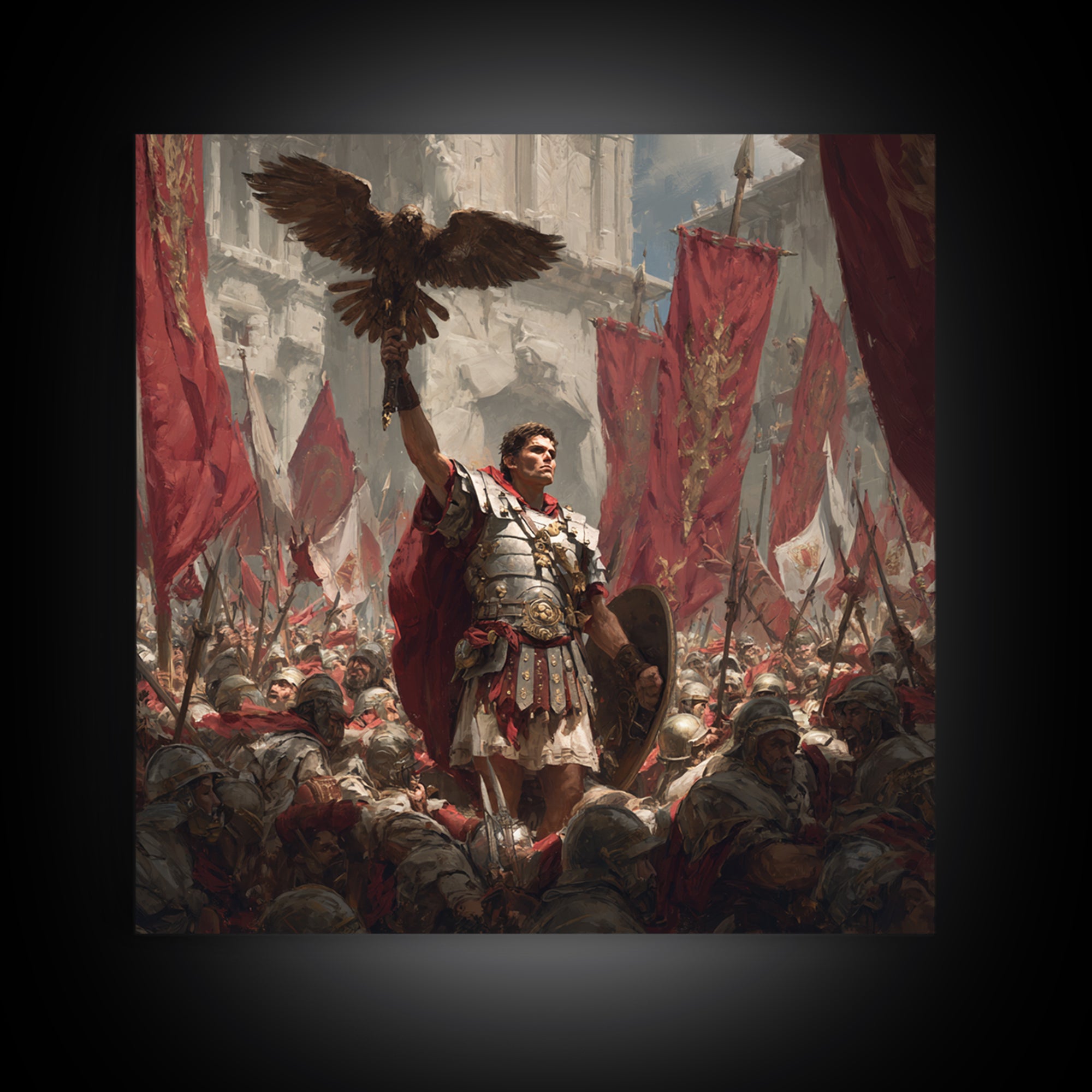 Roman Eagle Standard Bearer Wall Art, Classical Battle Canvas Print, Ancient Rome Decor, Historical Art, Gift For Him, Fine Art