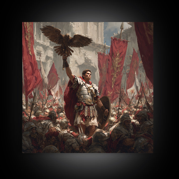 Roman Eagle Standard Bearer Wall Art, Classical Battle Canvas Print, Ancient Rome Decor, Historical Art, Gift For Him, Fine Art