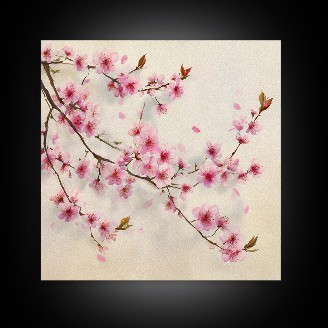 Pink Cherry Blossom Branch Wall Art, Japanese Botanical Print, Spring Floral Wall Decor, Minimalist Bedroom Decor Gift For Her